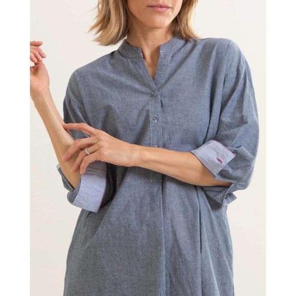 Mersea Dresses & Skirts - Mersea Essential Shirt Dress Size L/XL Blue Chambray Beach Nautical Coastal